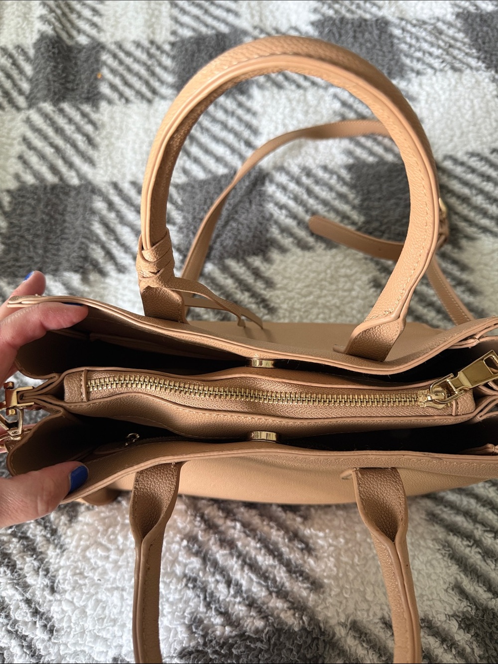 Classic Tan Women's Top-Handle Crossbody Tote - Picture 3 of 5